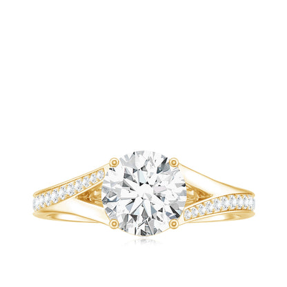 4 Prong Lab Grown Diamond Solitaire Engagement Ring with Split Shank
