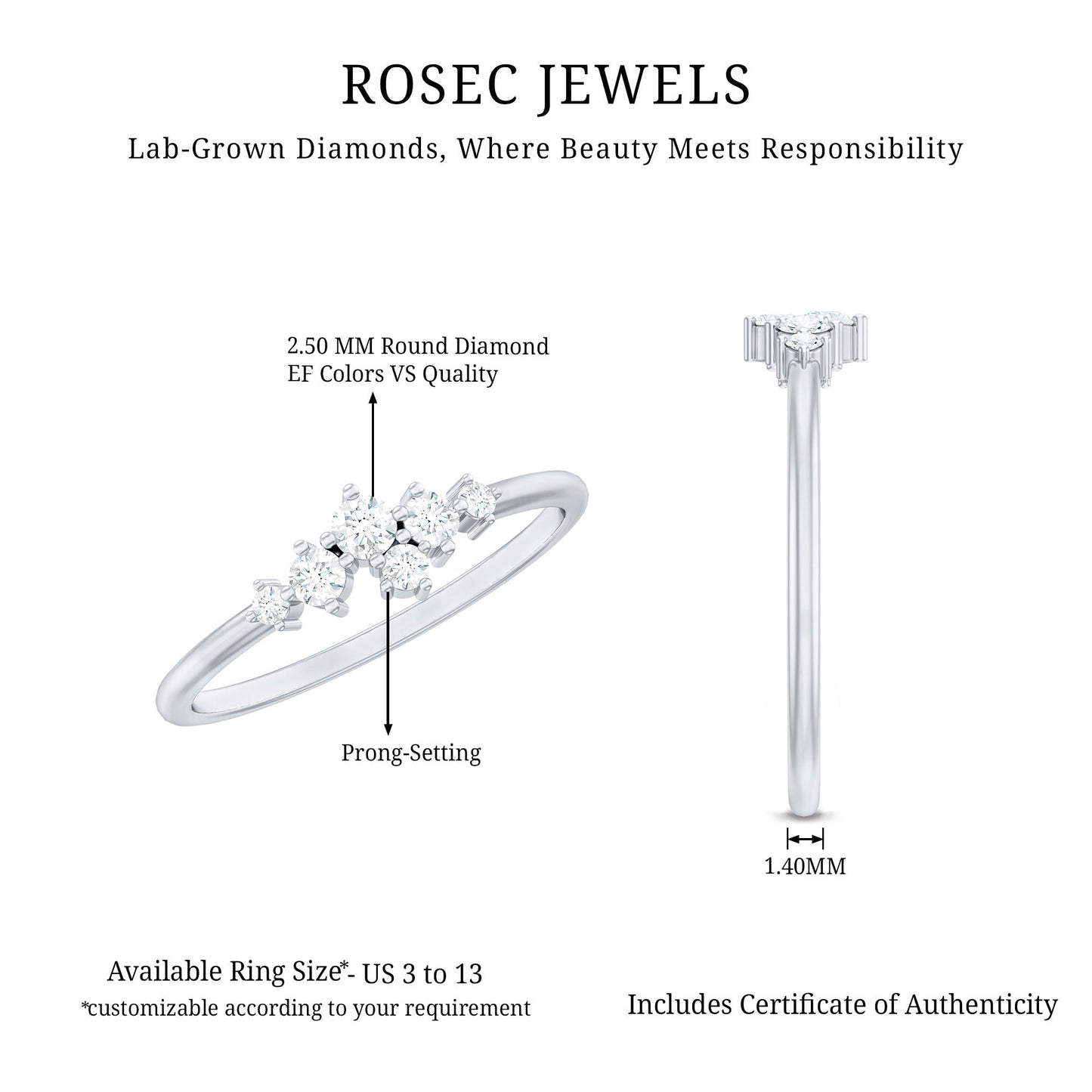 Certified Lab Created Diamond Wedding Anniversary Ring