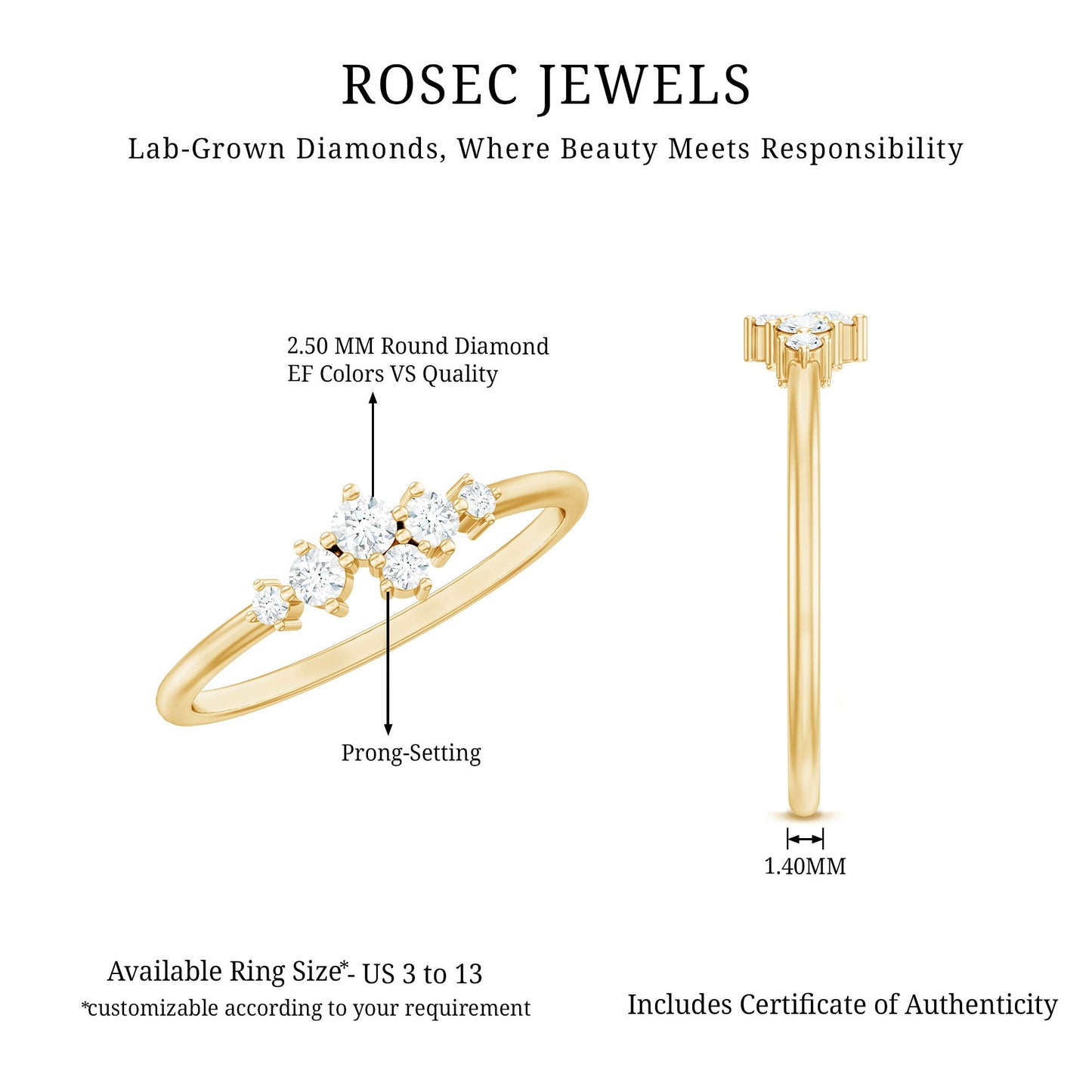 Certified Lab Created Diamond Wedding Anniversary Ring