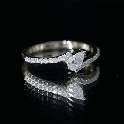 Pear Cut Lab Grown Diamond Bypass Promise Ring