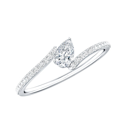 Pear Cut Lab Grown Diamond Bypass Promise Ring