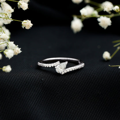 Pear Cut Lab Grown Diamond Bypass Promise Ring