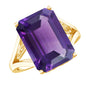 Certified 9 Carat Emerald Cut Lab Grown Amethyst Engagement Ring