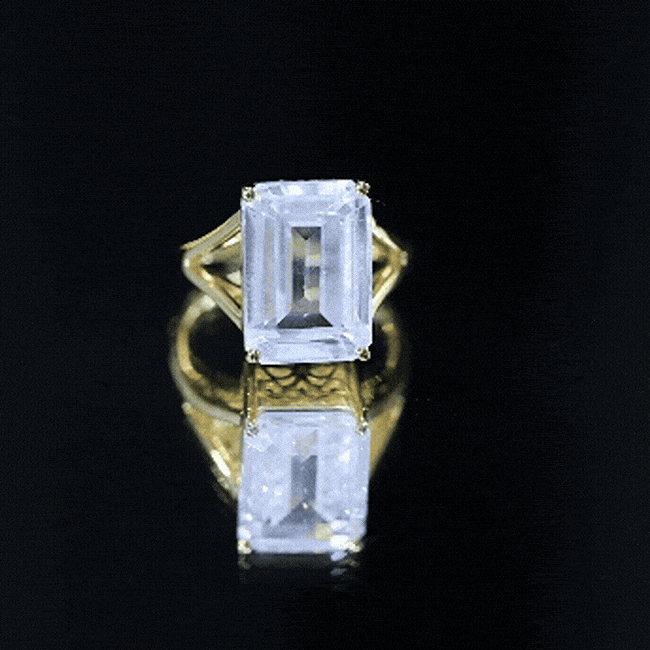 Certified 10X14 MM Emerald Cut Moissanite Engagement Ring for Women
