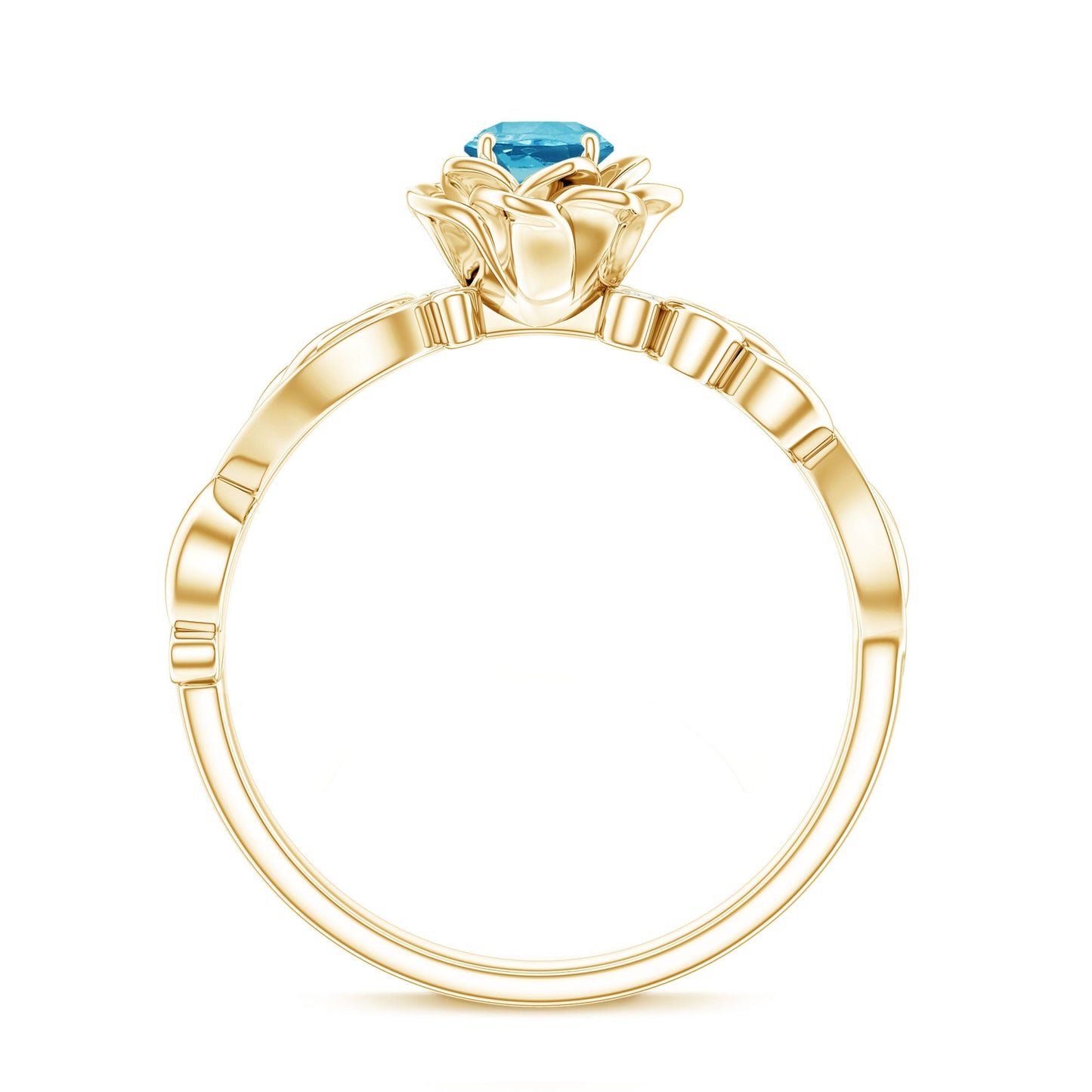 Natural Swiss Blue Topaz Flower Engagement Ring in Gold Plated Silver