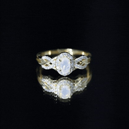 Genuine Ethiopian Opal and Diamond Oval Engagement Ring