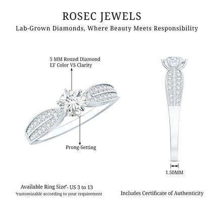 Certified Solitaire Lab Grown Diamond Promise Engagement Ring