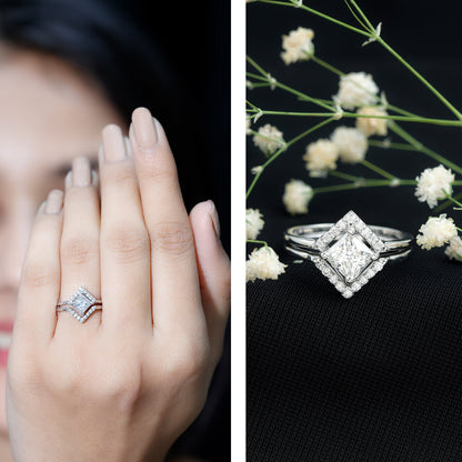 Princess Cut Lab Grown Diamond Bridal Ring Set