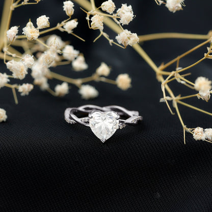 Brilliant Cut Lab Grown Diamond Heart Shape Engagement Ring