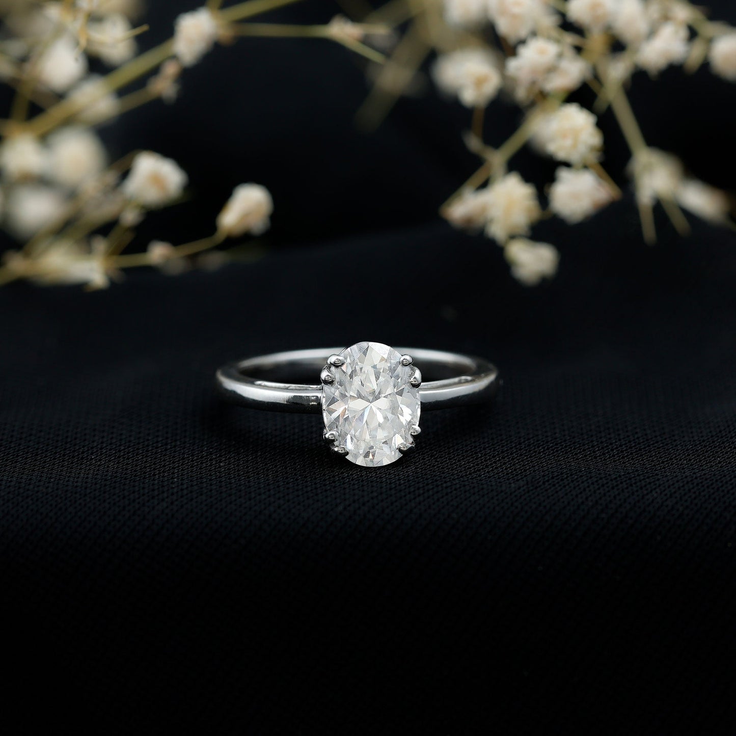 4 Prong Oval Cut Lab Grown Diamond Engagement Ring