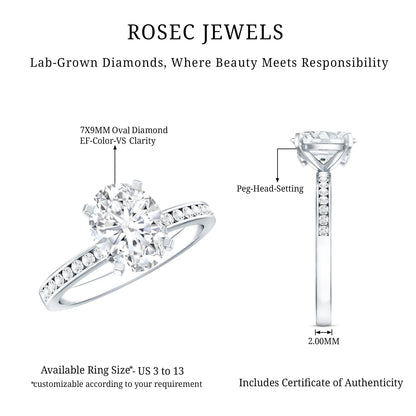 Certified 7X9 MM Lab Grown Diamond Oval Engagement Ring