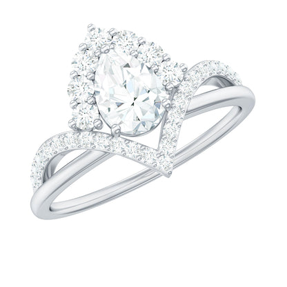 Pear Cut 5X7MM Lab Grown Diamond Designer Engagement Ring
