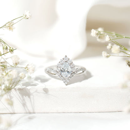 Pear Cut 5X7MM Lab Grown Diamond Designer Engagement Ring