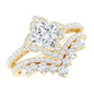 6 MM Princess Cut Lab Grown Diamond Designer Bridal Ring Set
