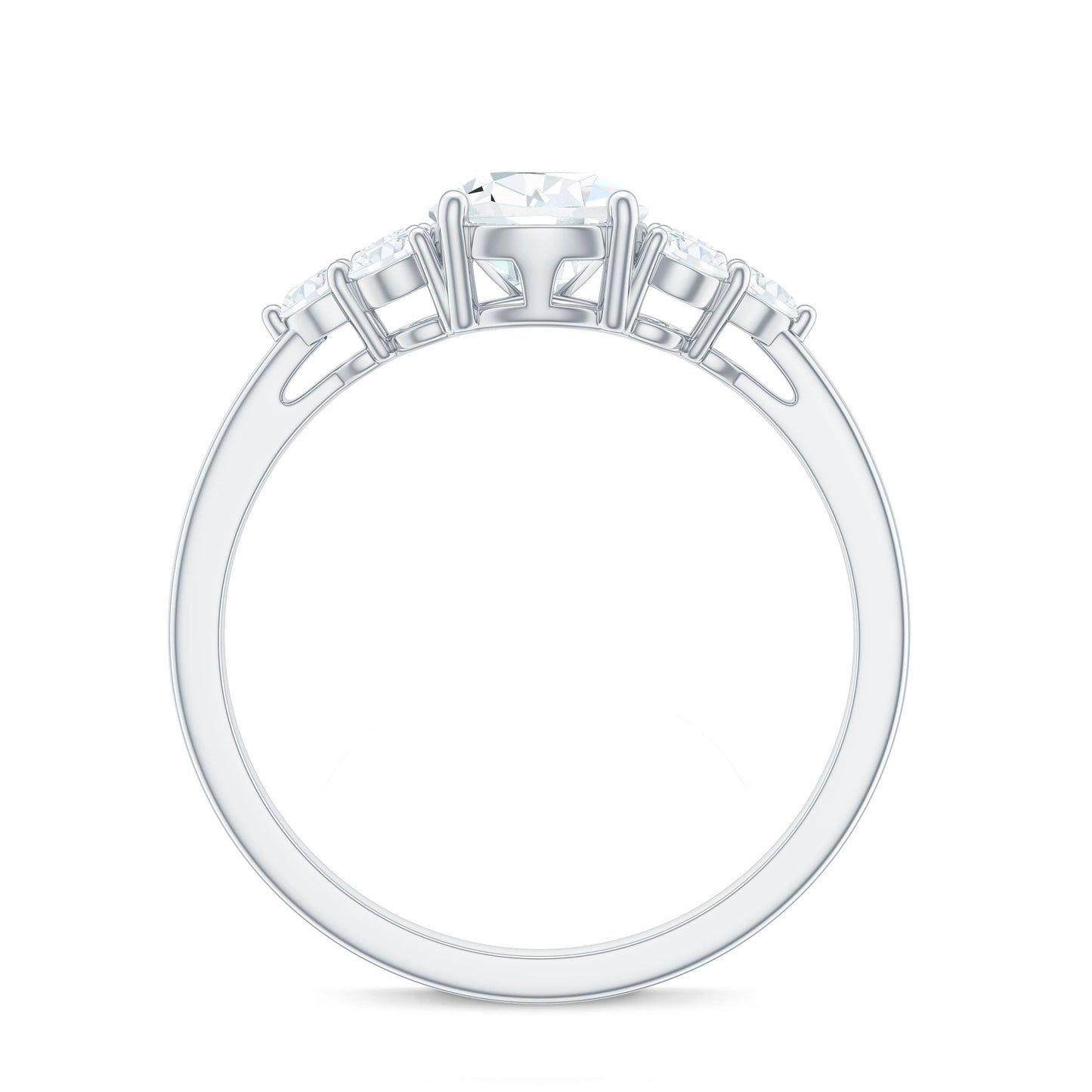 Lab Grown Diamond Teardrop Engagement Ring With Round Shape Trio