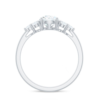 Lab Grown Diamond Teardrop Engagement Ring With Round Shape Trio