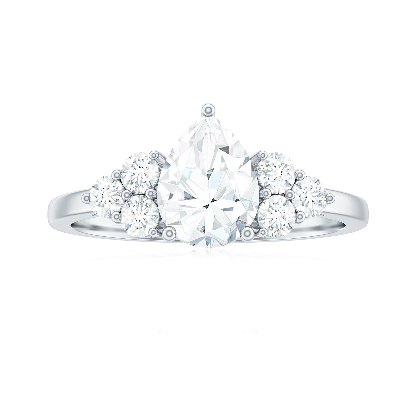 Lab Grown Diamond Teardrop Engagement Ring With Round Shape Trio
