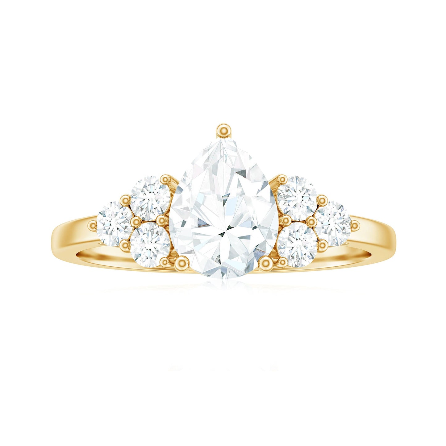Lab Grown Diamond Teardrop Engagement Ring With Round Shape Trio
