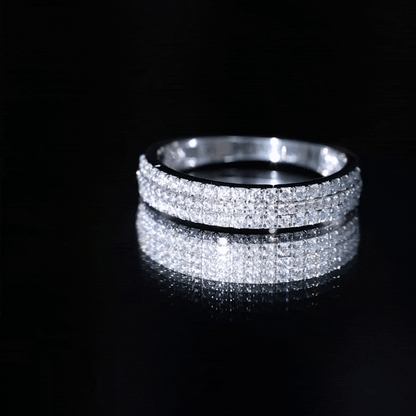 Certified Lab Grown Diamond 3 Row Wedding Band