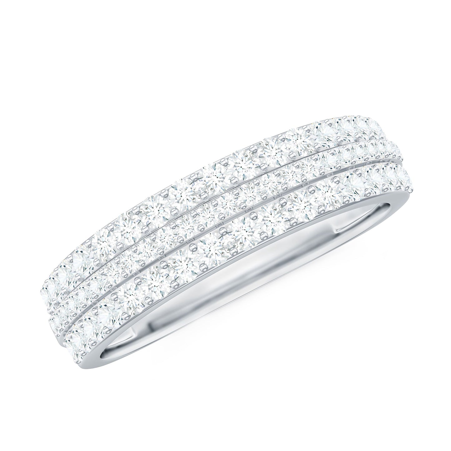 Certified Lab Grown Diamond 3 Row Wedding Band