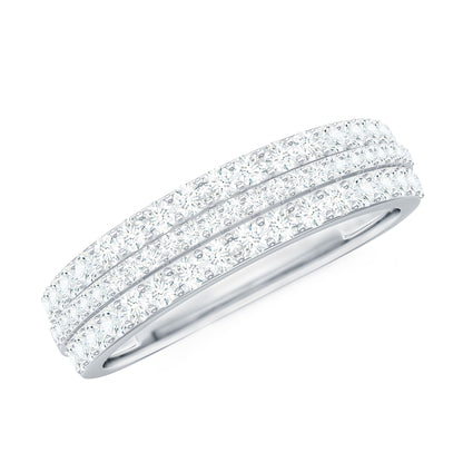 Certified Lab Grown Diamond 3 Row Wedding Band