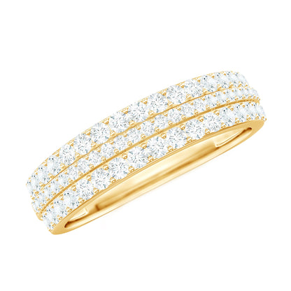 Certified Lab Grown Diamond 3 Row Wedding Band