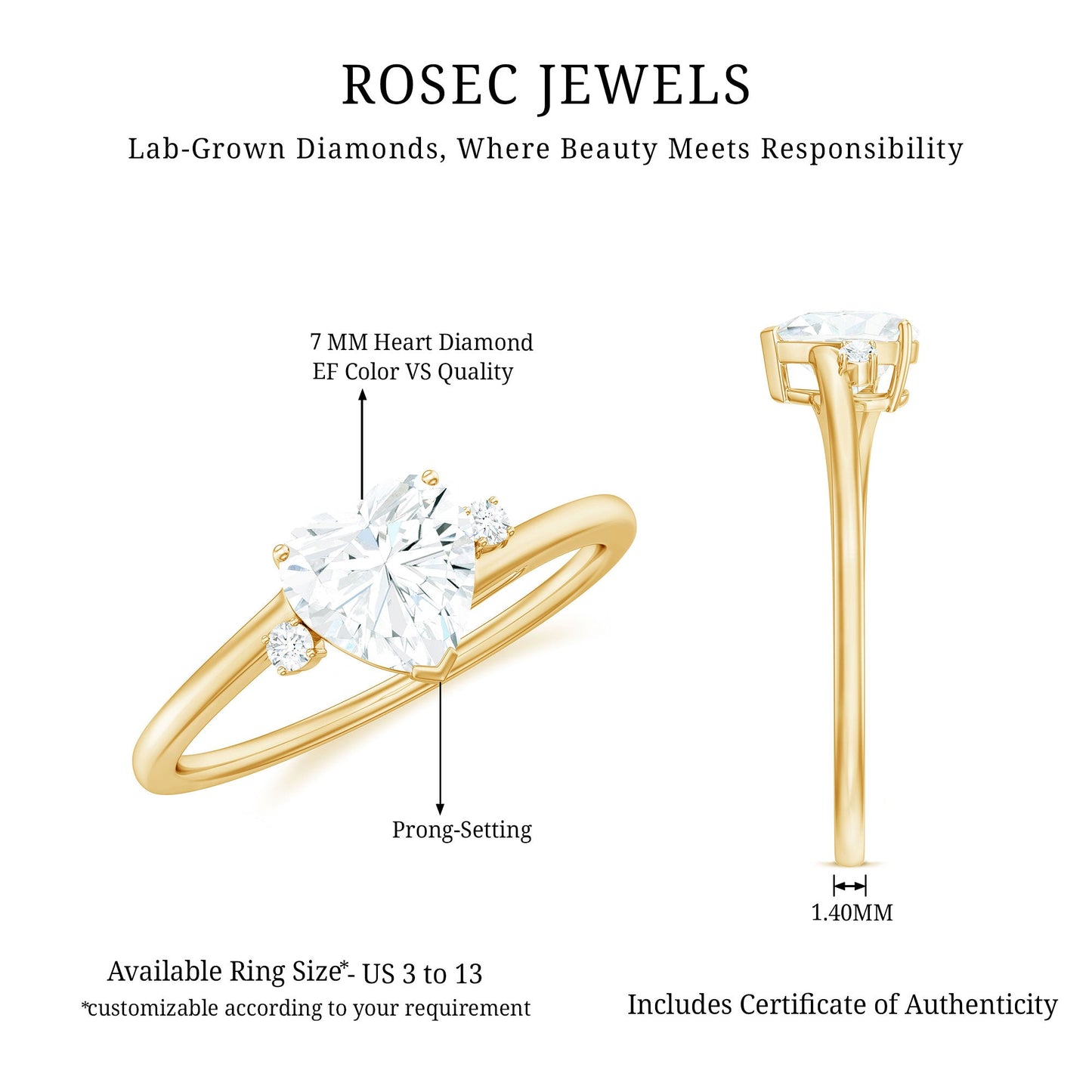 7 mm Heart Lab Grown Diamond Proposal Ring For Her