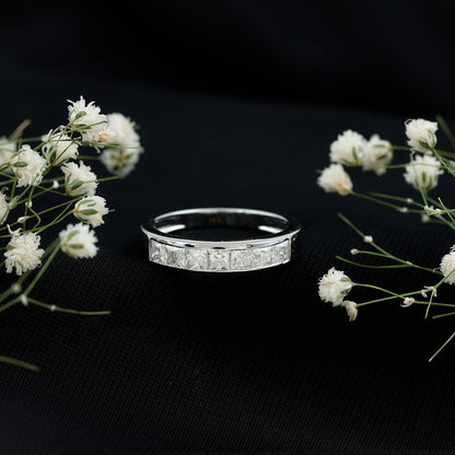 Certified Brilliant Cut Diamond Princess Cut Wedding Band