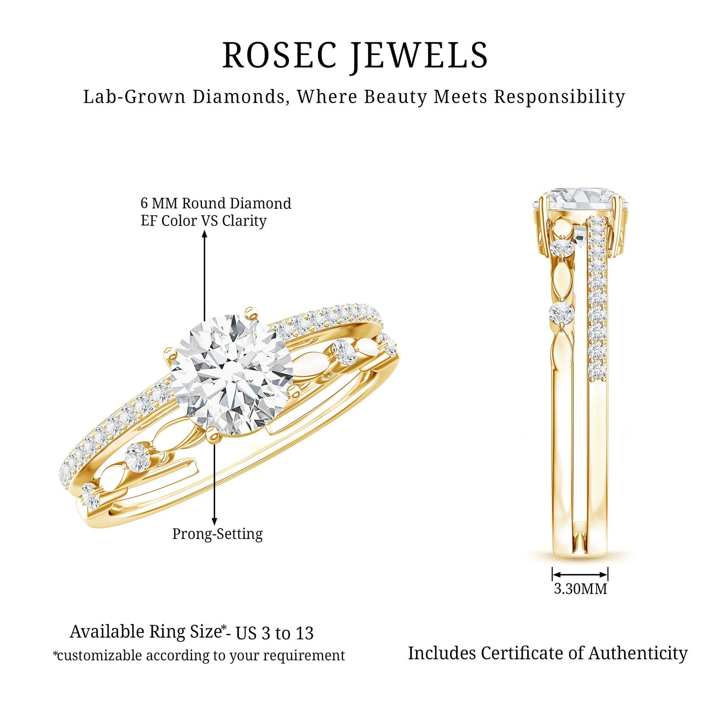 Brilliant Cut Lab Grown Diamond Designer Engagement Ring