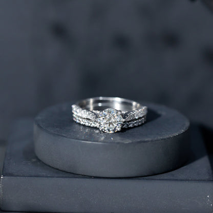 Certified 8 mm Round Lab Grown Diamond Wedding Engagement Ring Set