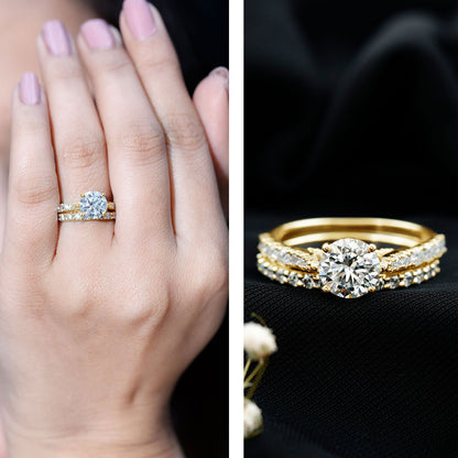 Certified 8 mm Round Lab Grown Diamond Wedding Engagement Ring Set