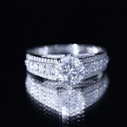 Lab Grown Diamond Statement Engagement Ring With Side Stones