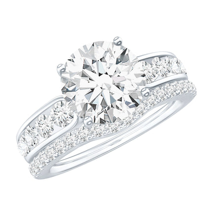 Certified Lab Diamond 8 MM Round Engagement Ring with Enhancer