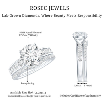 Certified Lab Diamond 8 MM Round Engagement Ring with Enhancer
