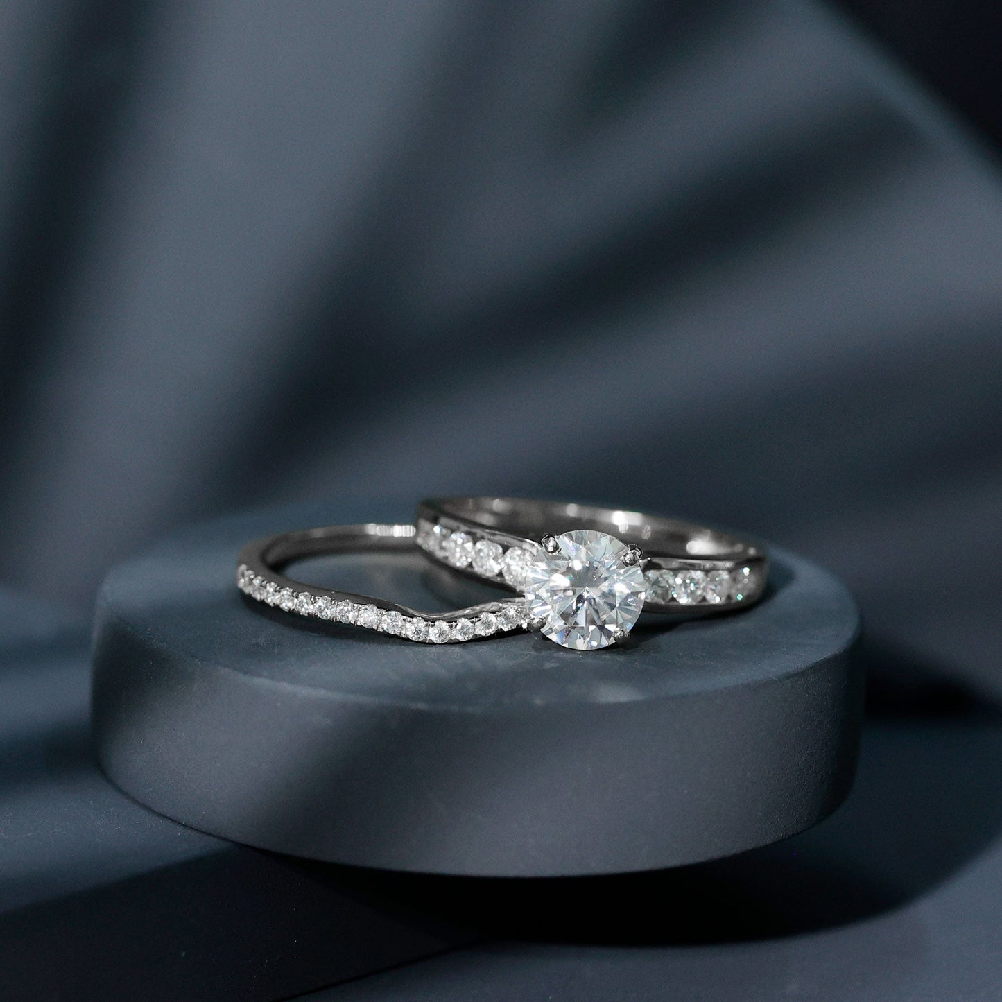 Certified Lab Diamond 8 MM Round Engagement Ring with Enhancer
