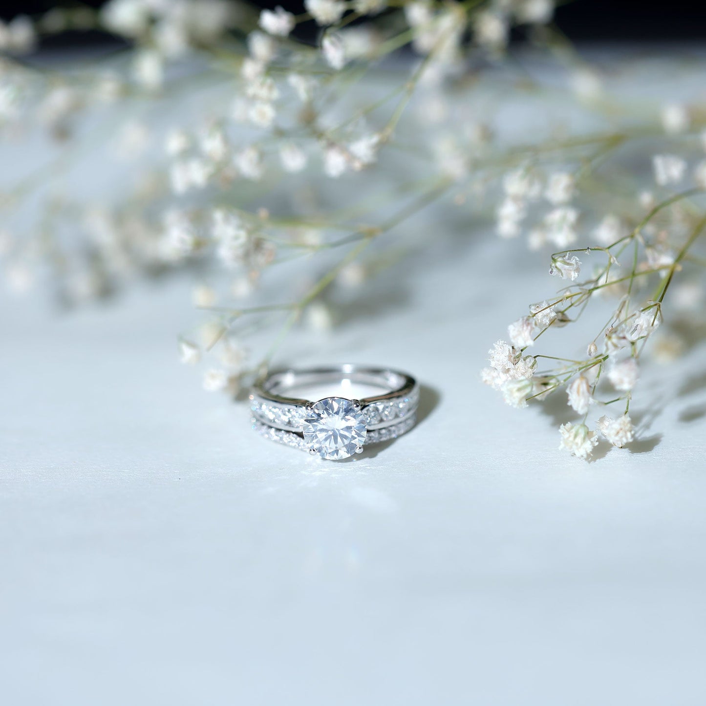Certified Lab Diamond 8 MM Round Engagement Ring with Enhancer