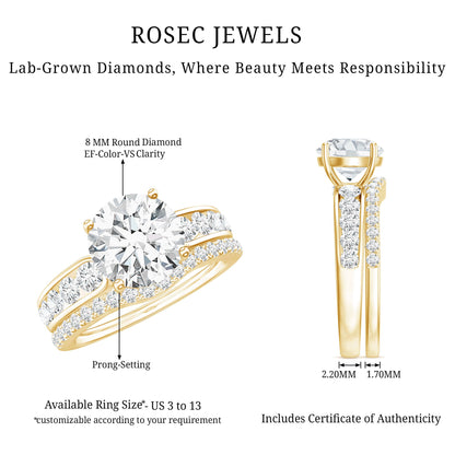 Certified Lab Diamond 8 MM Round Engagement Ring with Enhancer