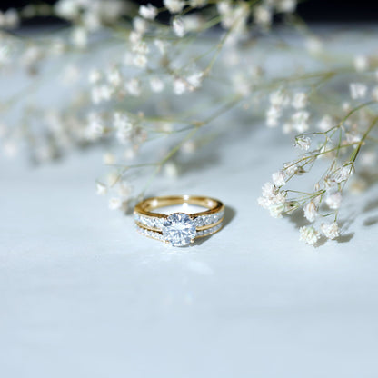 Certified Lab Diamond 8 MM Round Engagement Ring with Enhancer