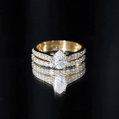 Pear Cut 6X8 MM Lab Grown Diamond Marriage Ring Set for Women