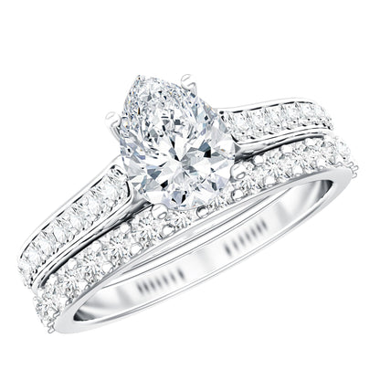 Pear Cut 6X8 MM Lab Grown Diamond Marriage Ring Set for Women