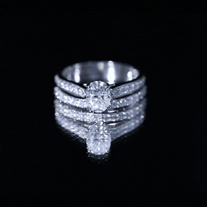 6X8 MM Oval Lab Created Diamond Solitaire Engagement Ring Set for Women