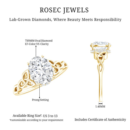Oval Lab Grown Diamond Hidden Halo Engagement Ring