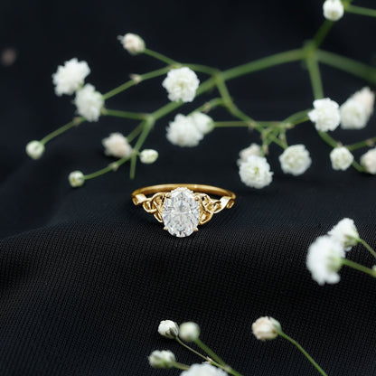 Oval Lab Grown Diamond Hidden Halo Engagement Ring