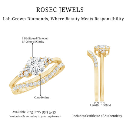 Certified Diamond Bridal Ring Set with Curved Band