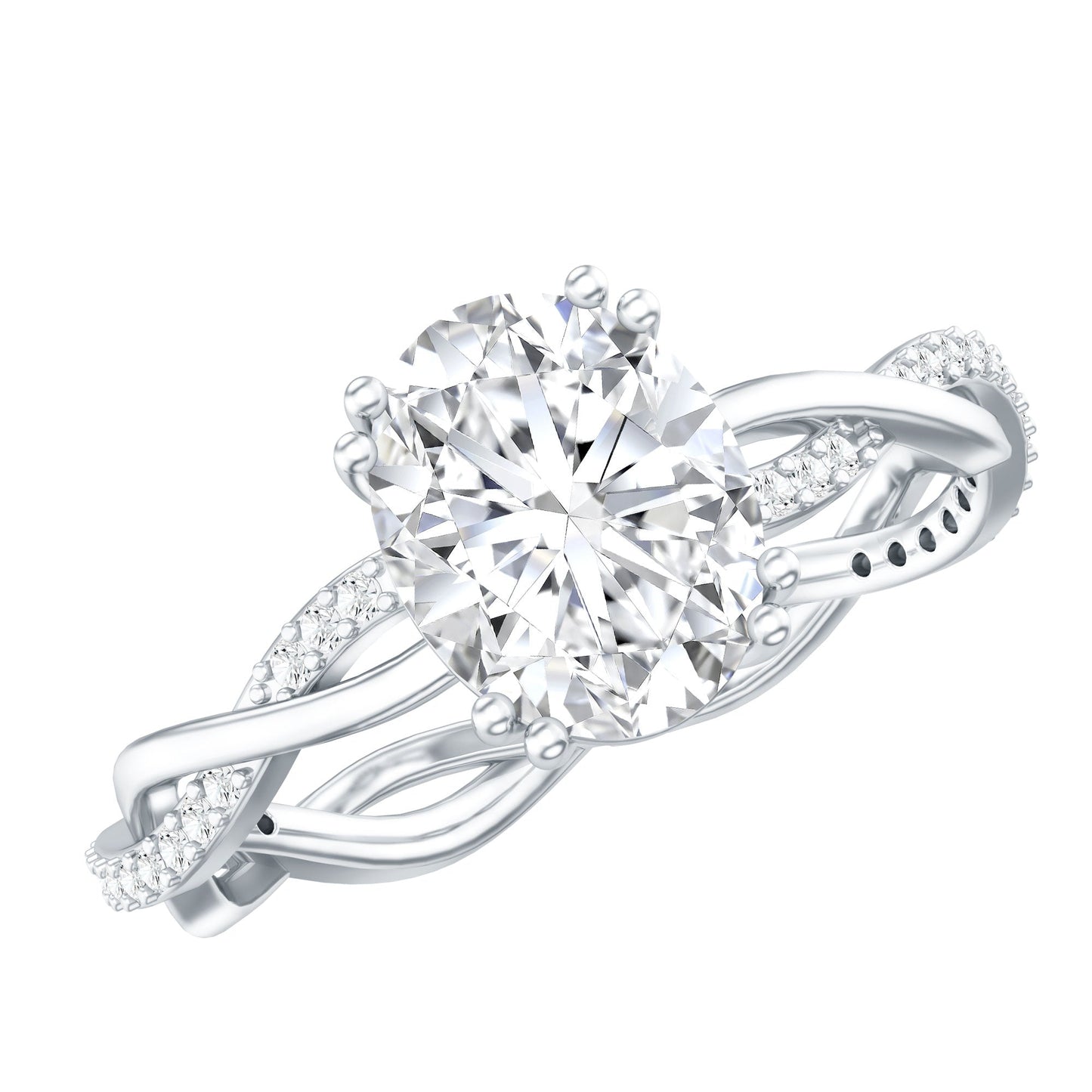 7X9 mm Lab Grown Diamond Oblong Engagement Ring