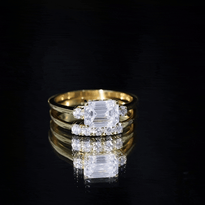 Lab Diamond Emerald Cut Engagement Ring With Band