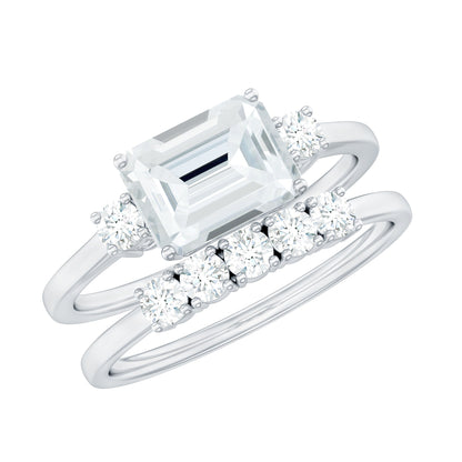 Lab Diamond Emerald Cut Engagement Ring With Band