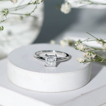 Certified Lab Grown Diamond 6 mm Square Cut Engagement Ring