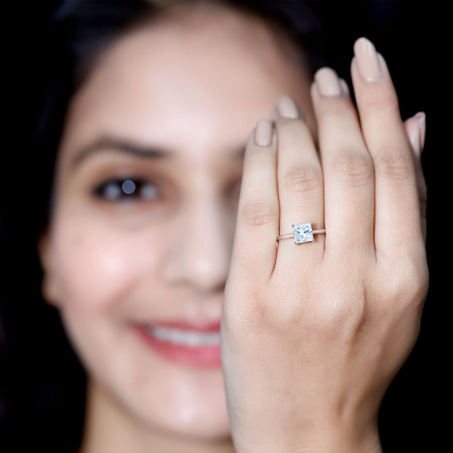 Certified Lab Grown Diamond 6 mm Square Cut Engagement Ring