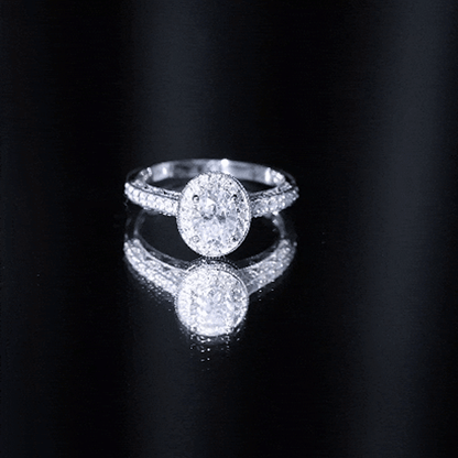 6X8 mm Oval Lab Grown Diamond Halo Engagement Ring